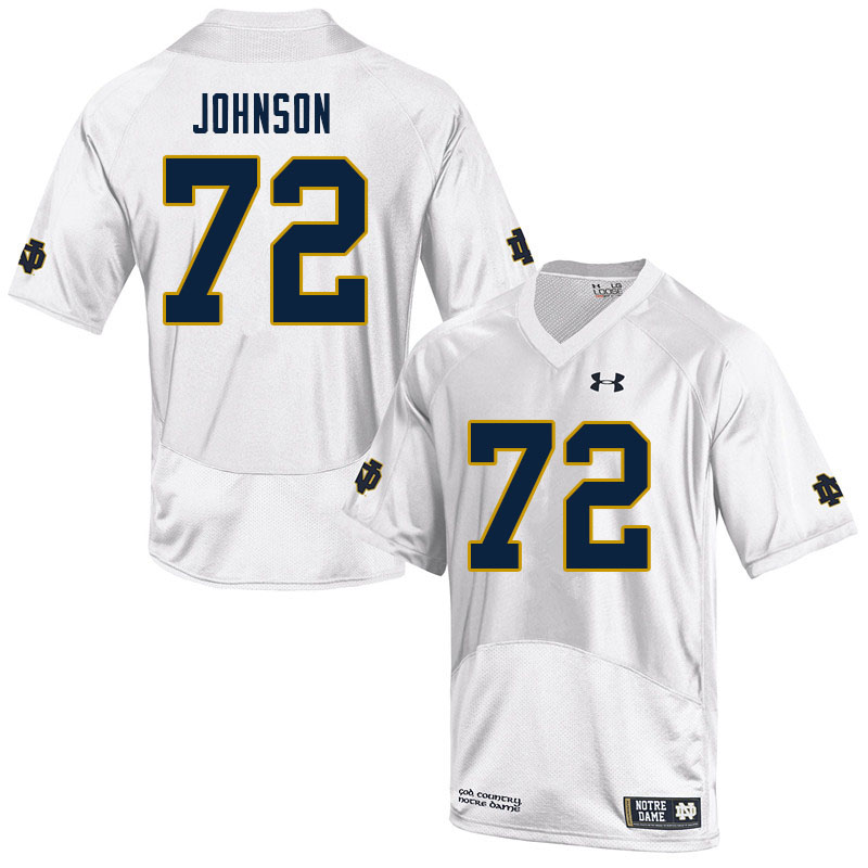 Men's NCAA Notre Dame Fighting Irish #72 Caleb Johnson Stitched College Under Armour Authentic White Football Jersey KQ10D48BH